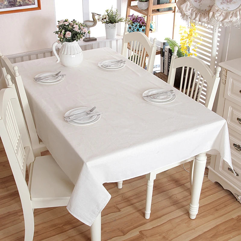 Elegant Cotton Tablecloth White Lace