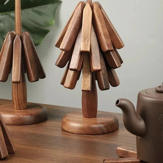 Non-slip Coaster Set Wood Tree Shape