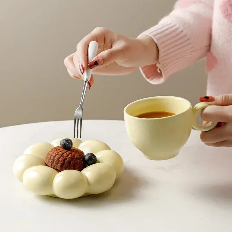 Cute Cloud Ceramic Mug with Plate