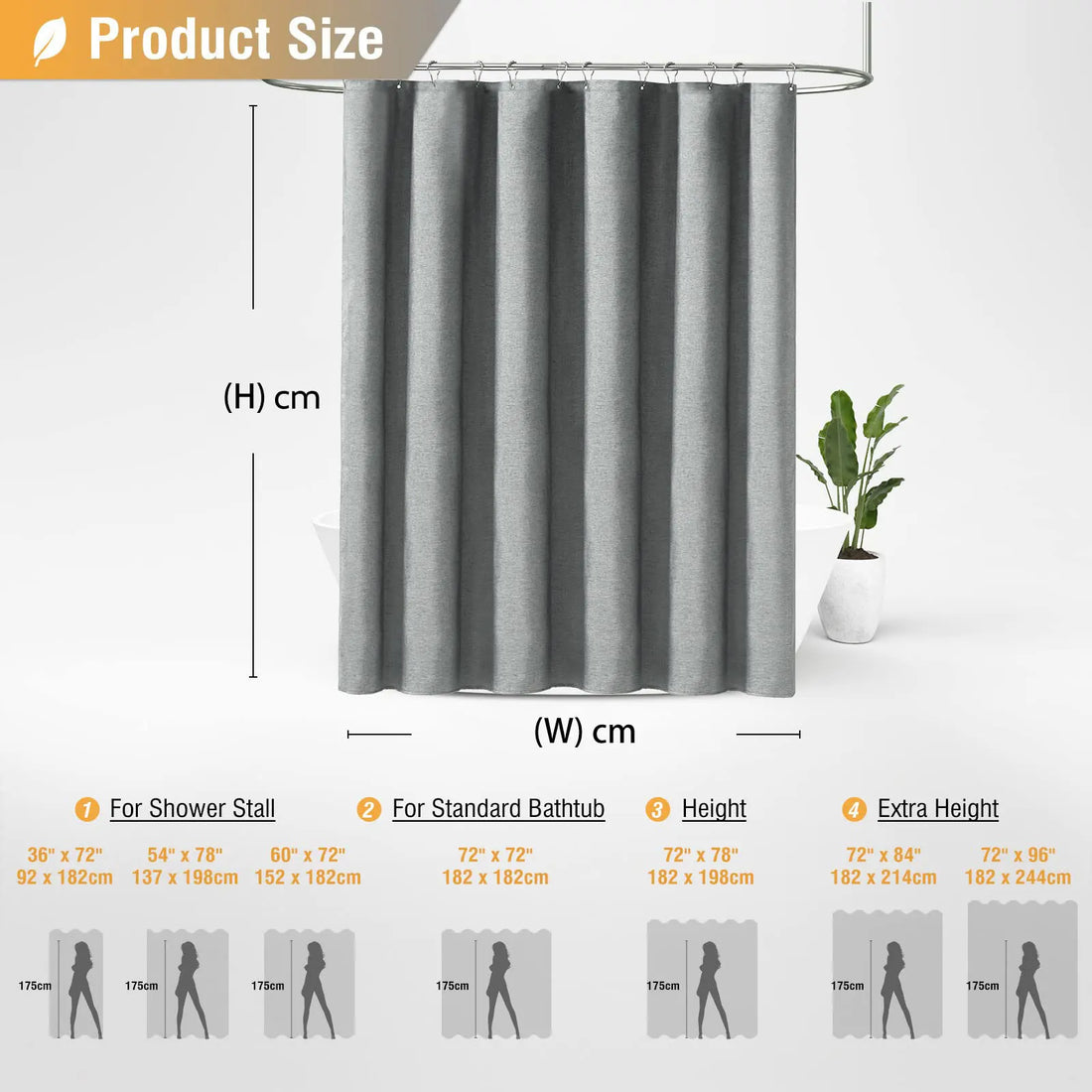 Elegant Imitation Linen Shower Curtain