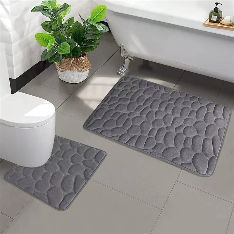 Cobblestone Embossed Bathroom Bath Mat