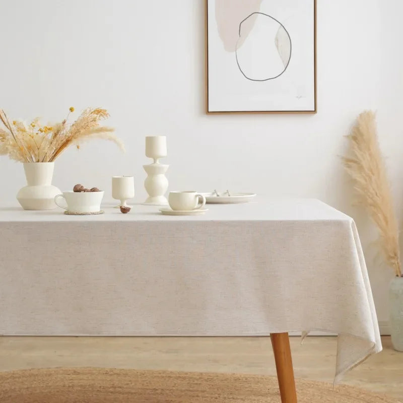 Cotton Linen Ruffled Tablecloth