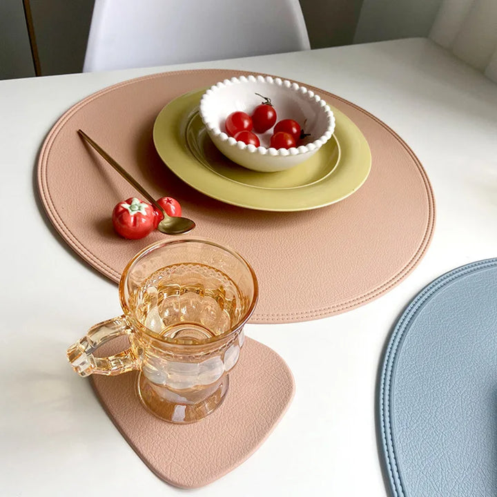 Round Imitation Leather Placemat