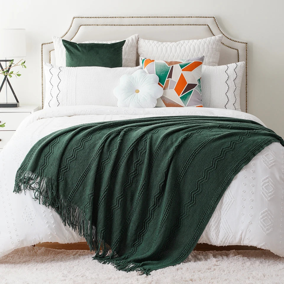 Battilo Green Knit Throw Blanket