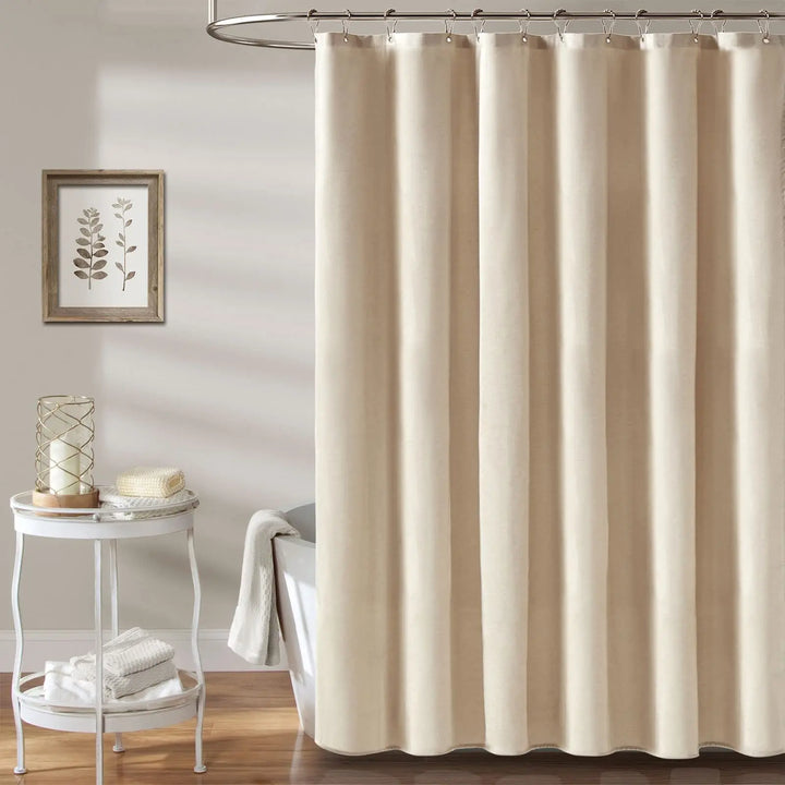 Linen Texture Shower Curtain Set