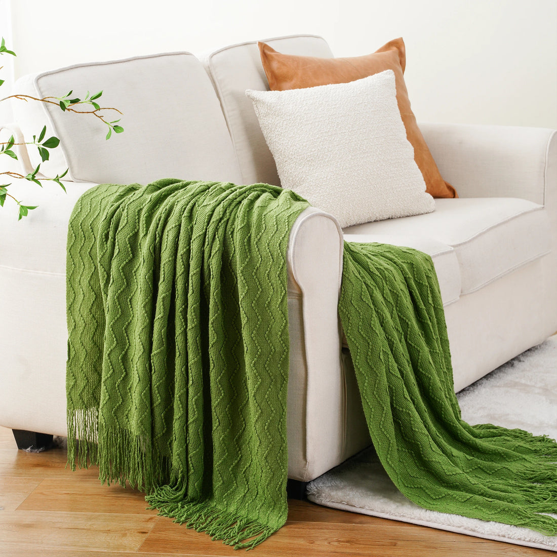 Battilo Green Knit Throw Blanket