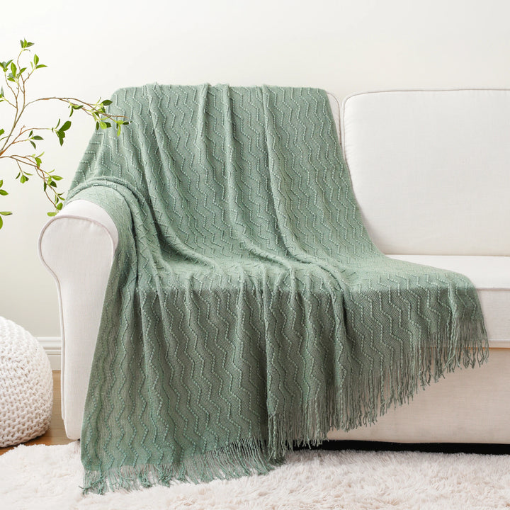 Battilo Green Knit Throw Blanket