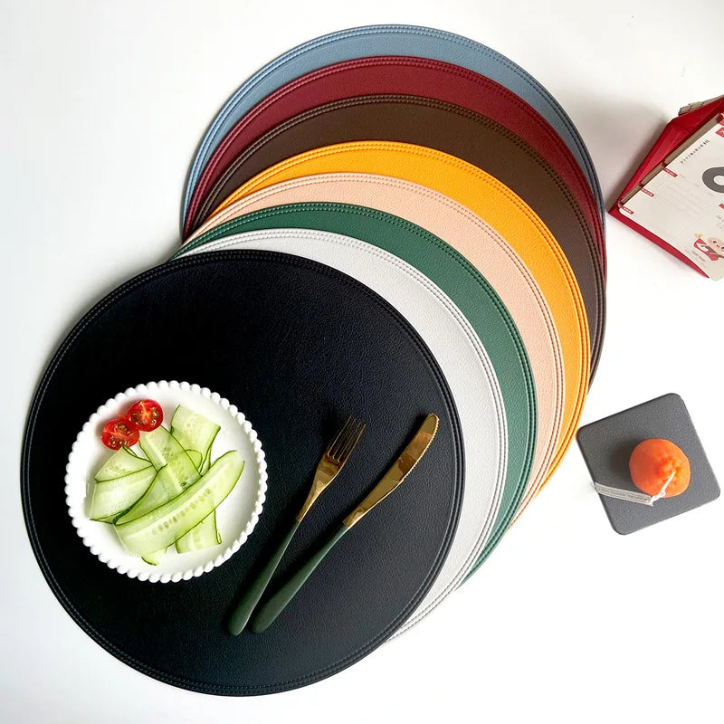 Round Imitation Leather Placemat