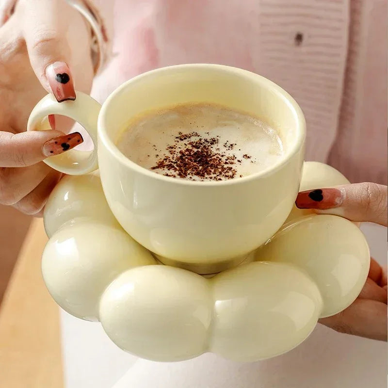 Cute Cloud Ceramic Mug with Plate