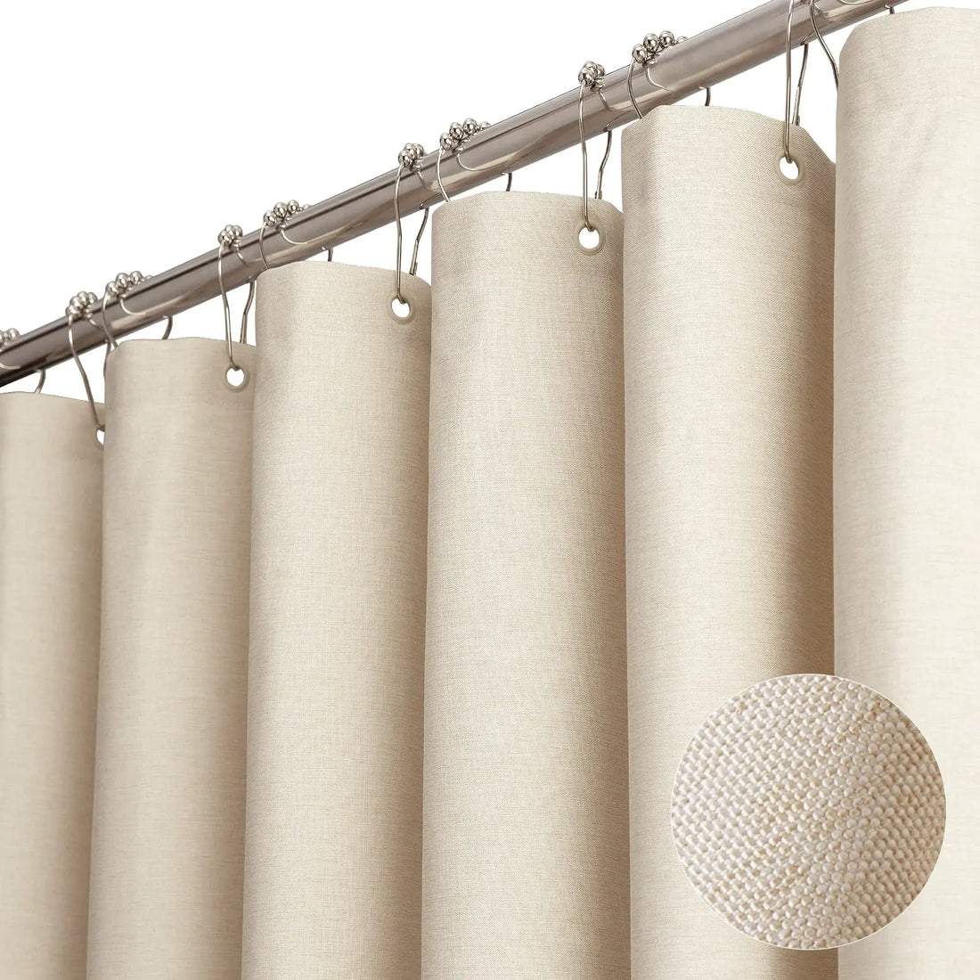 Linen Texture Shower Curtain Set