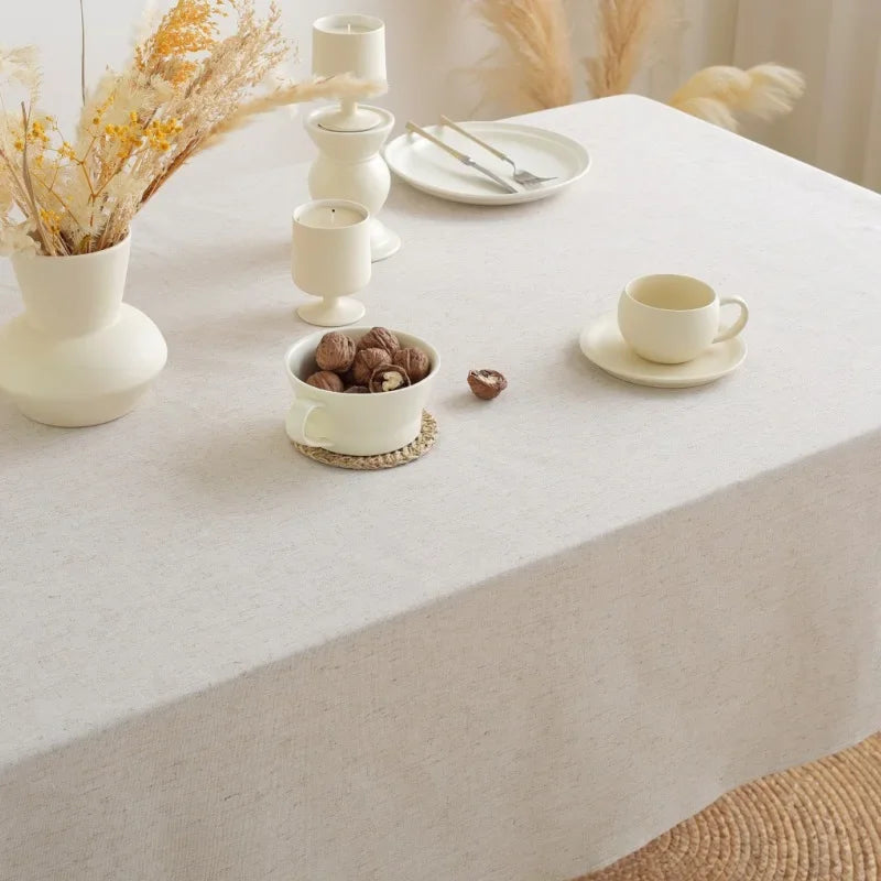 Cotton Linen Ruffled Tablecloth