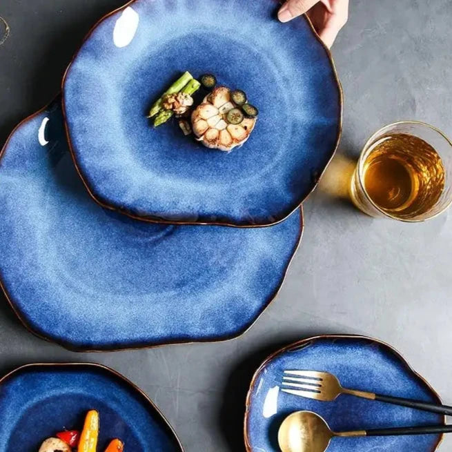 Blue Irregular Ceramic Plates