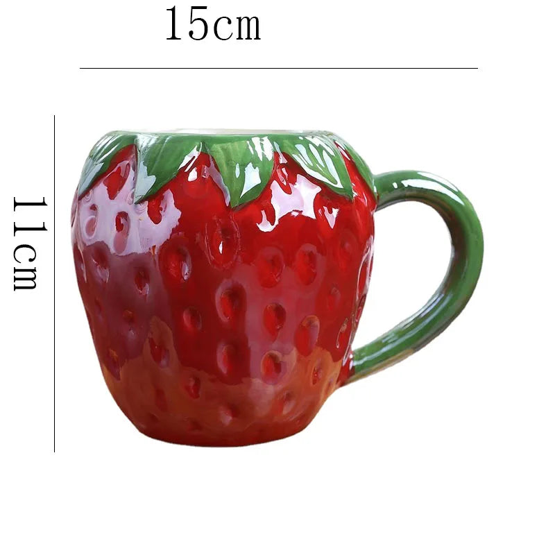 Creative Ceramic Strawberry Pumpkin Pineapple Coffee Cup Kids Fruit Mug Home Office Breakfast Milk Drink Mug Birthday Gift New MB Home