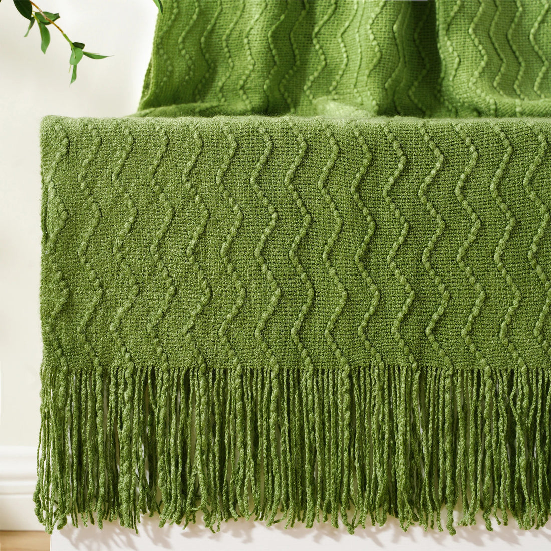 Battilo Green Knit Throw Blanket