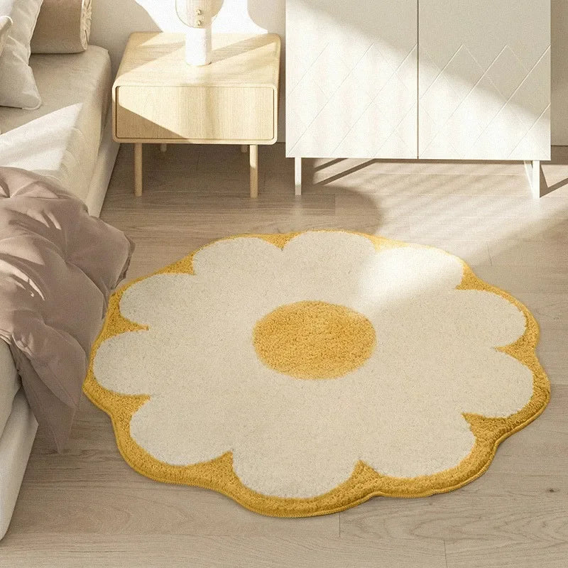 Round Flower Fluffy Carpet