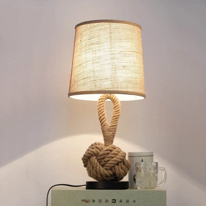 Creative And Personalized Bedroom Bedside Lamp Bar Counter American Decorative Desk Lamp Hemp Rope Retro Art Desk Lamp MB Home