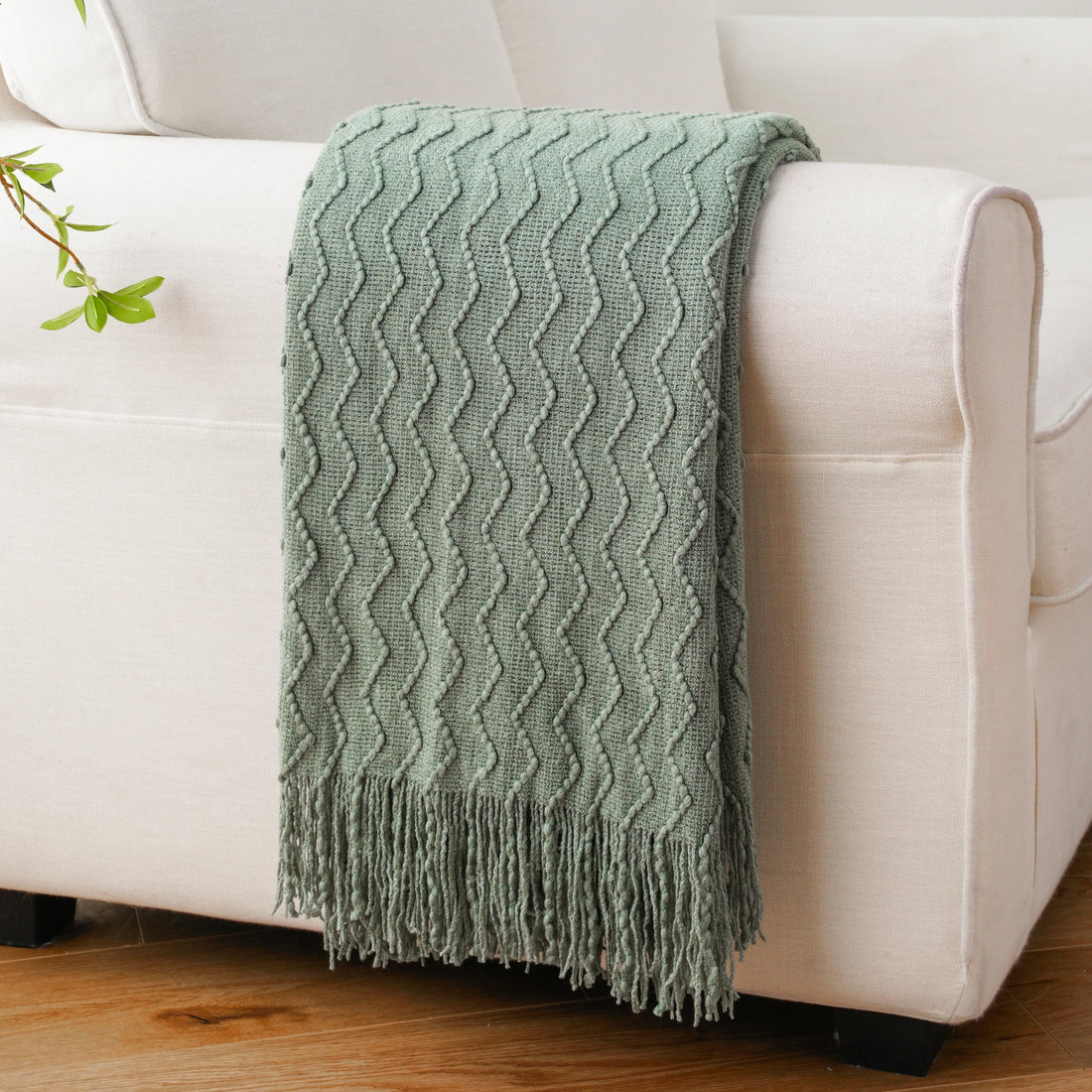 Battilo Green Knit Throw Blanket